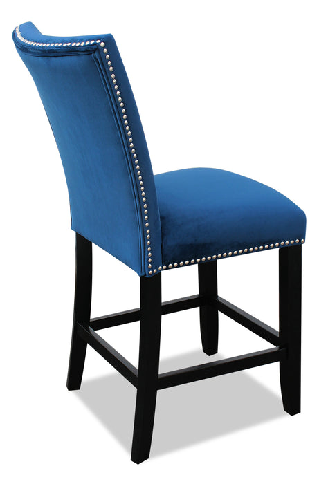 Cami Counter-Height Dining Chair with Velvet Fabric - Blue