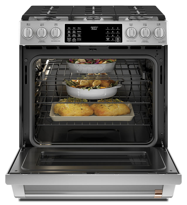 Cafe 5.7 Cu. Ft. Smart Dual Fuel Range with True European Convection and Self Clean Racks - Stainless Steel - CC2S900P2MS1