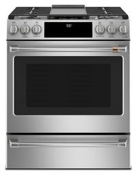 Cafe 5.7 Cu. Ft. Smart Dual Fuel Range with True European Convection and Self Clean Racks - Stainles…