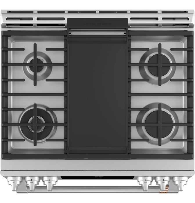 Cafe 5.6 Cu. Ft. Smart Gas Range with True European Convection and Self Clean Racks - Stainless Steel - CCGS700P2MS1