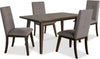 Chelsea 5pc Dining Set with Table & 4 Brown Chairs, 60\"W - Walnut Brown