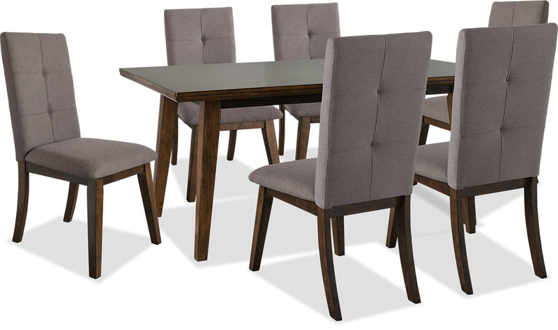 Chelsea 7pc Dining Set with Table & 6 Brown Chairs, 60\"W - Walnut Brown