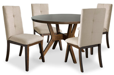 Chelsea 5-Piece Round Dining Table Package with Beige Chairs - {Contemporary} style Dining Room Set