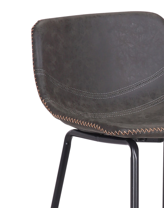 Coty Barstool with Vegan Leather Fabric, Metal - Grey