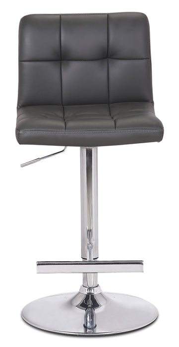 Cruz Barstool with Swivel & Adjustable Seat, Vegan Leather Fabric, Metal - Grey