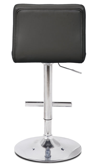 Cruz Barstool with Swivel & Adjustable Seat, Vegan Leather Fabric, Metal - Grey