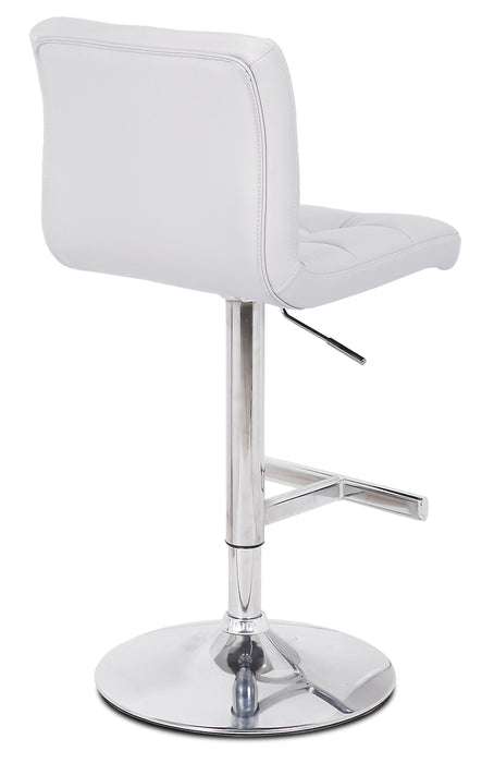 Cruz Barstool with Swivel & Adjustable Seat, Vegan Leather Fabric, Metal - White