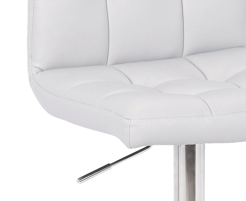Cruz Barstool with Swivel & Adjustable Seat, Vegan Leather Fabric, Metal - White
