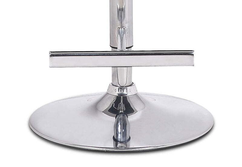 Cruz Barstool with Swivel & Adjustable Seat, Vegan Leather Fabric, Metal - White