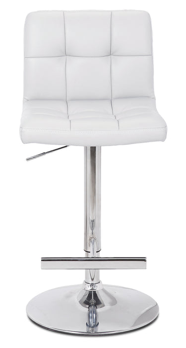 Cruz Barstool with Swivel & Adjustable Seat, Vegan Leather Fabric, Metal - White