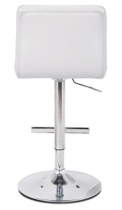 Cruz Barstool with Swivel & Adjustable Seat, Vegan Leather Fabric, Metal - White