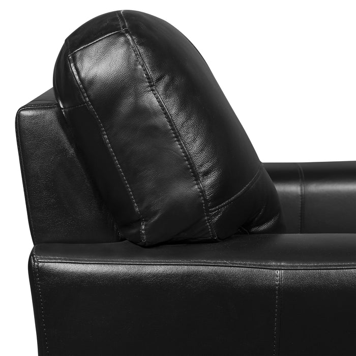 Curt 41\" Genuine Leather Chair with Button Tufting - Black