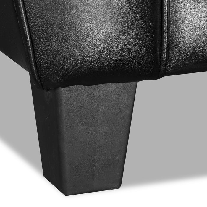 Curt 85\" Genuine Leather Sofa with Button Tufting - Black