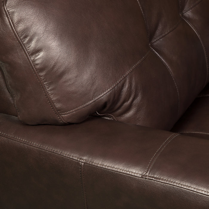 Curt 41\" Genuine Leather Chair with Button Tufting - Brown
