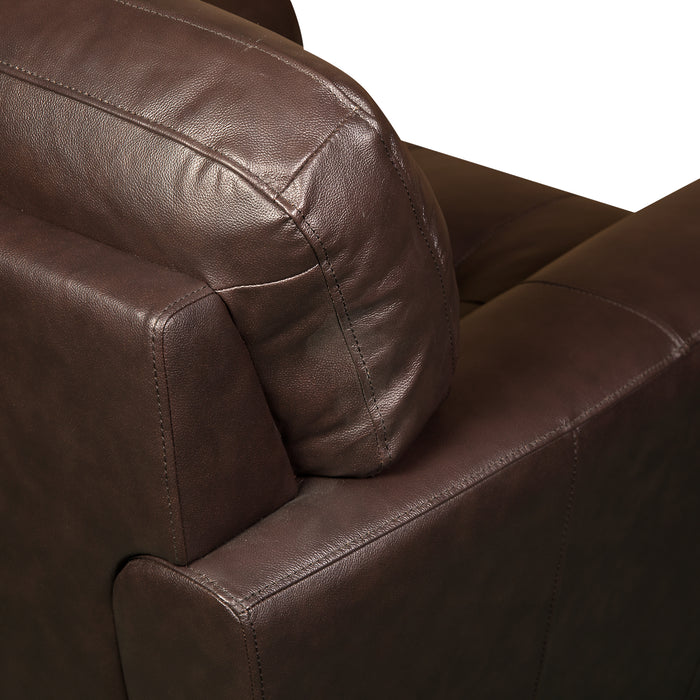 Curt 41\" Genuine Leather Chair with Button Tufting - Brown