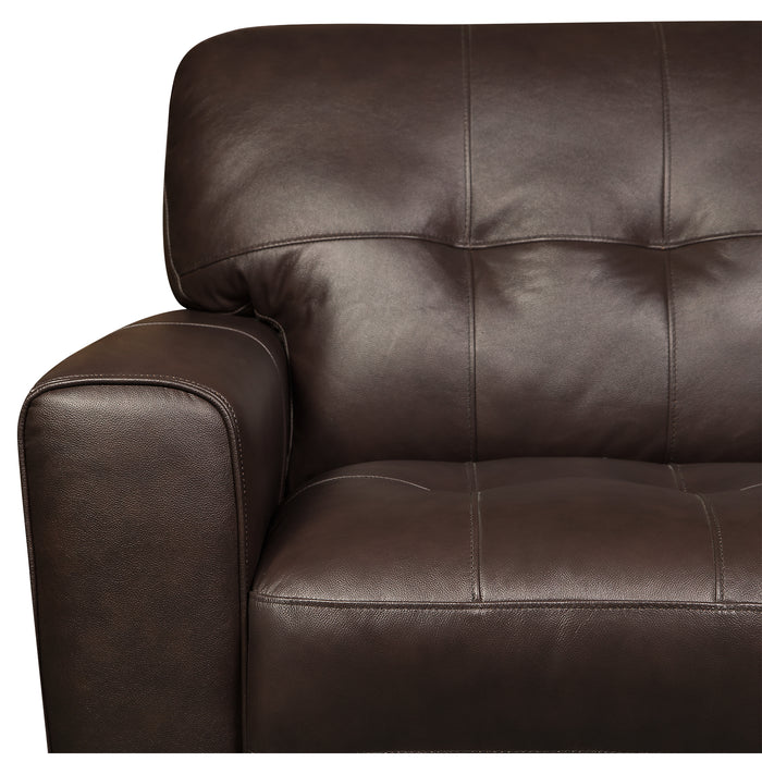 Curt 63\" Genuine Leather Loveseat with Button Tufting - Brown