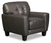 Curt 41\" Genuine Leather Chair with Button Tufting - Grey