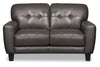 Curt 63\" Genuine Leather Loveseat with Button Tufting - Grey