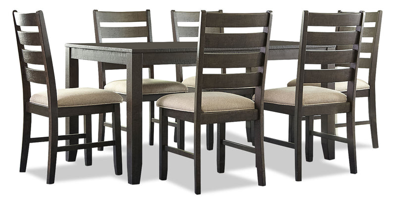 Rokane 7pc Dining Set with Table & 6 Chairs, 60\"W - Dark Brown