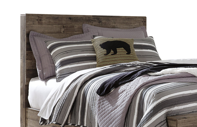 Derekson 5pc Bedroom Set with Panel Bed, Dresser & Mirror, Grey - Full Size