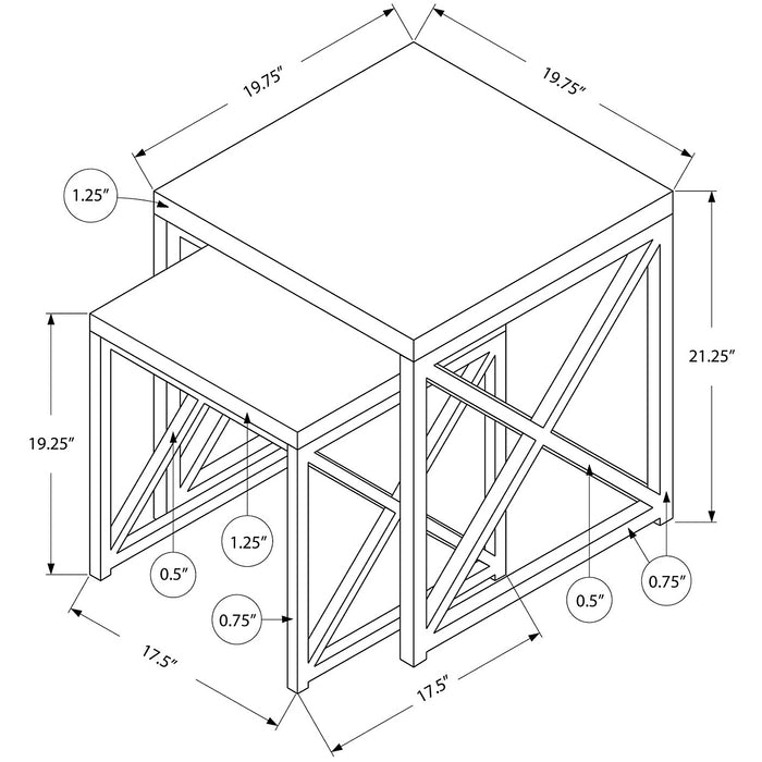 Emery 20\" 2-Pack Accent Nesting Tables - Cappuccino & Gold