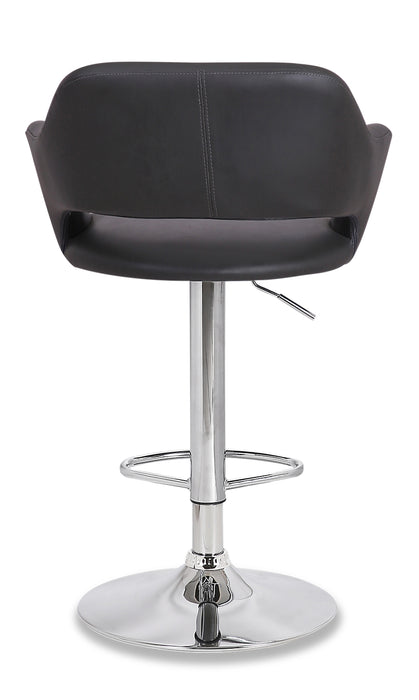 Finn Barstool with Swivel & Adjustable Seat, Vegan Leather Fabric, Metal - Grey