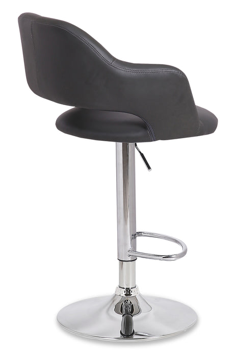 Finn Barstool with Swivel & Adjustable Seat, Vegan Leather Fabric, Metal - Grey