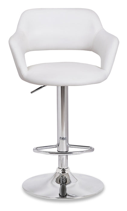 Finn Barstool with Swivel & Adjustable Seat, Vegan Leather Fabric, Metal - White