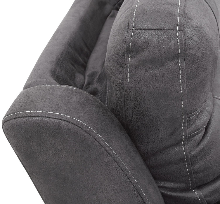 Floy 6-Piece Faux Suede Power Reclining Sectional with Power Headrests, Storage Console and USB Port - Grey