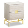 Hanna 18.25\" 2-Drawer Marble Accent Table - Beige & Gold