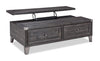 Hilla  54.38\" Industrial Lift Top Coffee Table with Storage - Dark Brown Wood with Metal Legs