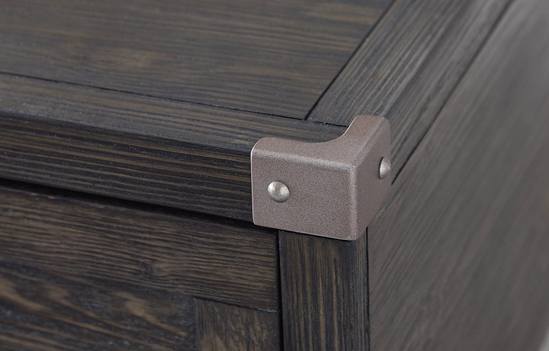 Hilla  54.38\" Industrial Lift Top Coffee Table with Storage - Dark Brown Wood with Metal Legs