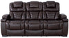 Hugo 84\" Genuine Leather Power Reclining Sofa with Power Headrests, Dual Cupholders and USB Ports - Brown