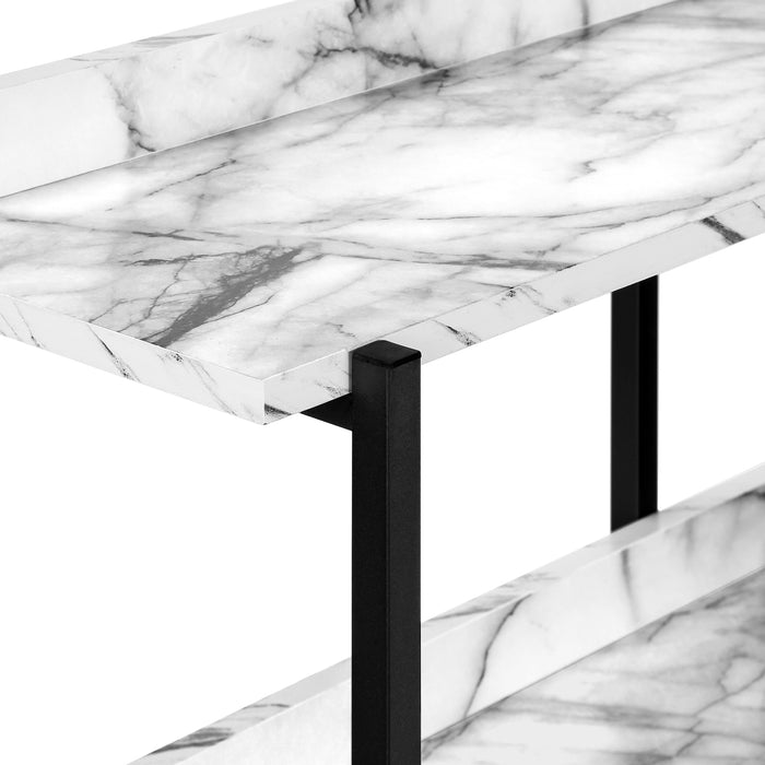 White Marble-Look and Black Console Table