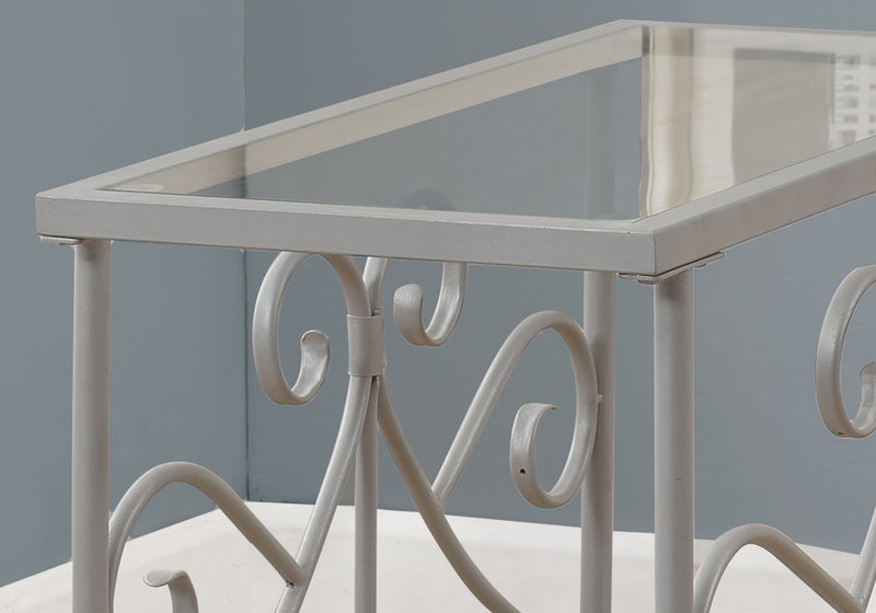 Silver Metal with Tempered Glass Accent Table