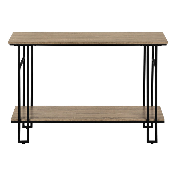Dark Taupe Wood-Look and Black Metal Console Table