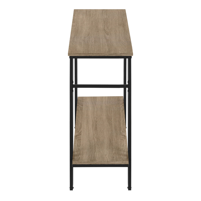 Dark Taupe Wood-Look and Black Metal Console Table