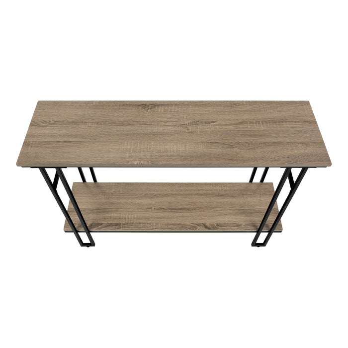 Dark Taupe Wood-Look and Black Metal Console Table