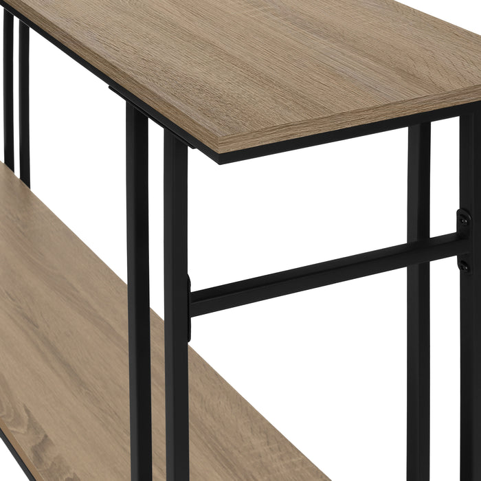 Dark Taupe Wood-Look and Black Metal Console Table