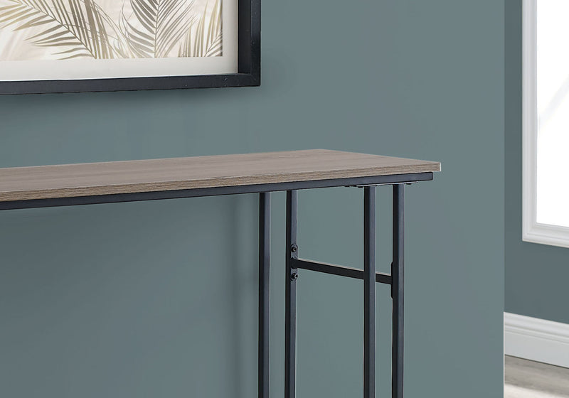 Dark Taupe Wood-Look and Black Metal Console Table