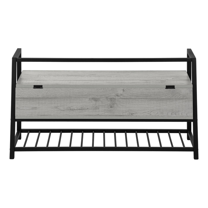 Grey Wood-Look and Black Metal Bench