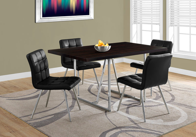 Espresso Chrome Metal Dining Table