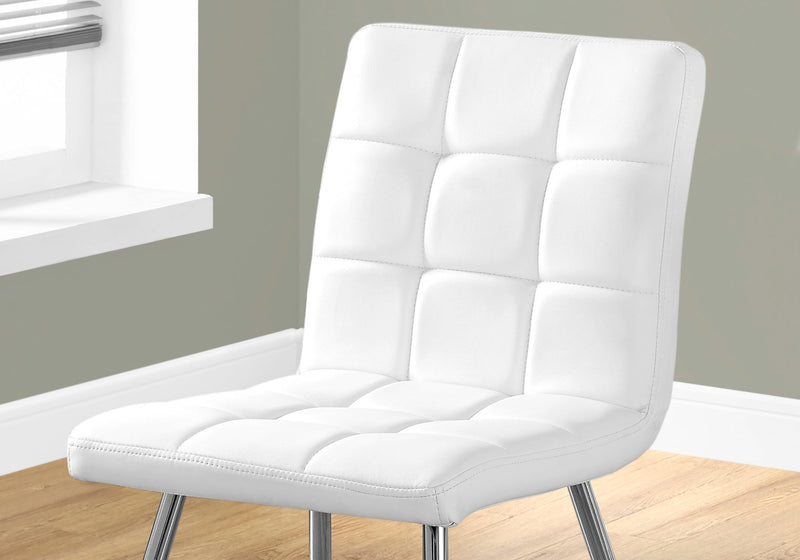 2pcs White Leather-look Chrome Dining Chair