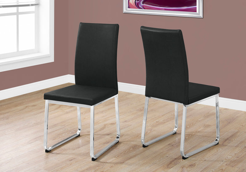 2pcs Black Leather-look Chrome Dining Chair