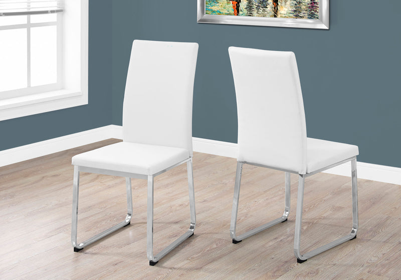 2pcs White Leather-look Chrome Dining Chair