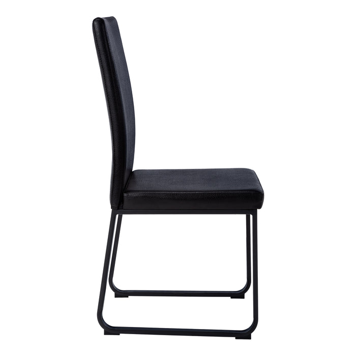 2pcs Black Leather-look Black Dining Chair