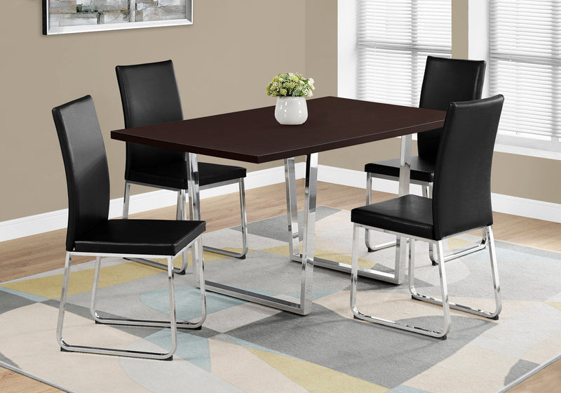 Espresso Chrome Metal Dining Table