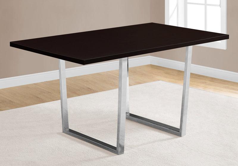 Espresso Chrome Metal Dining Table