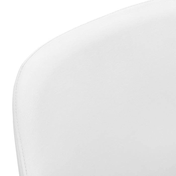 Set Of 2 White Leather-look Chrome Metal Dining Chair