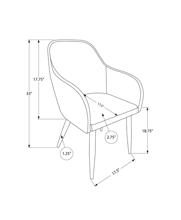 Set Of 2 White Leather-look Chrome Metal Dining Chair